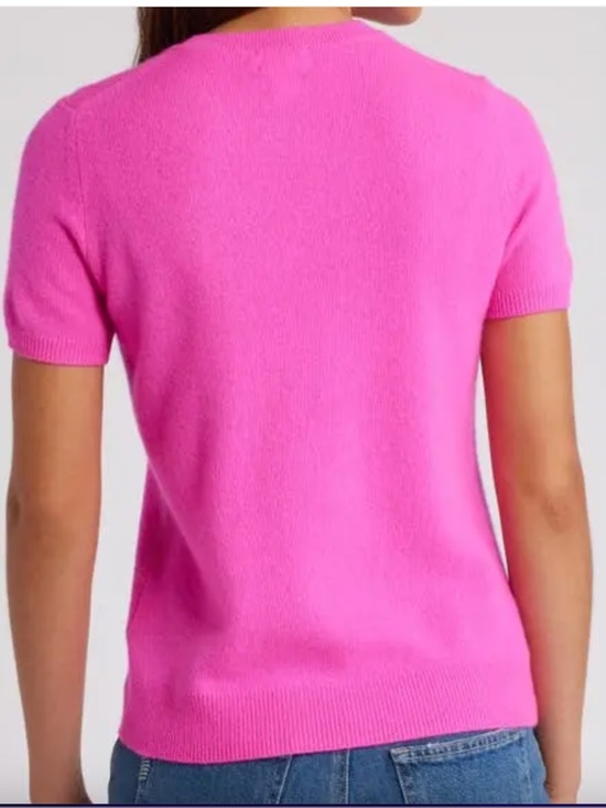 Caslon Wool and Cashmere Blend Short Sleeve Sweater in Pink Raspberry, Size XS - Picture 8 of 8